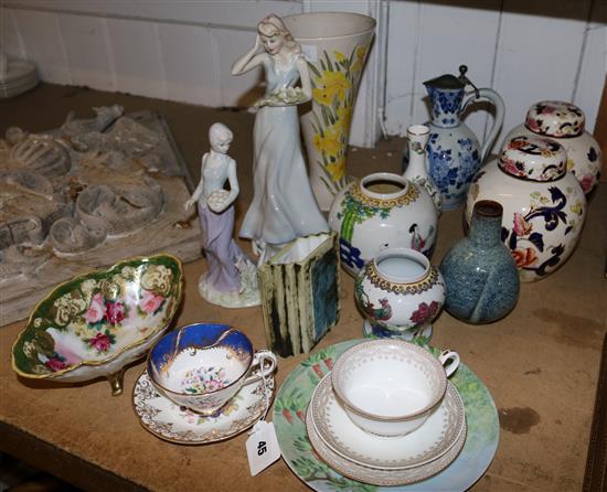 Charlotte Rhead vase, Masons ginger jars, Doulton figurine, etc